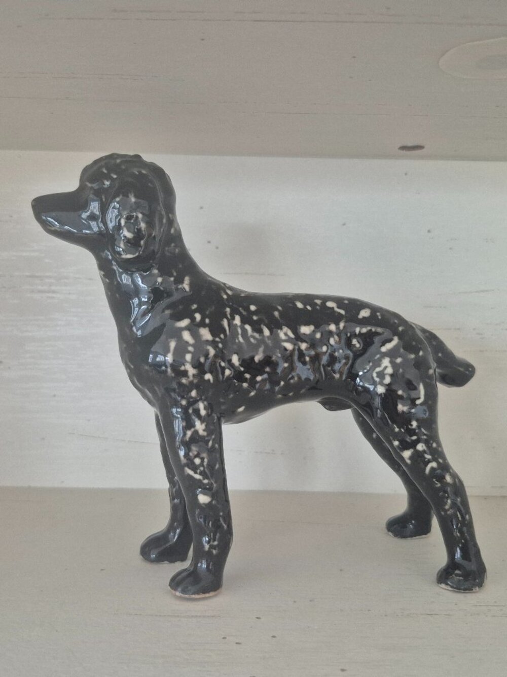 Vintage Collectable Shafford Porcelain Poodle Black and white
